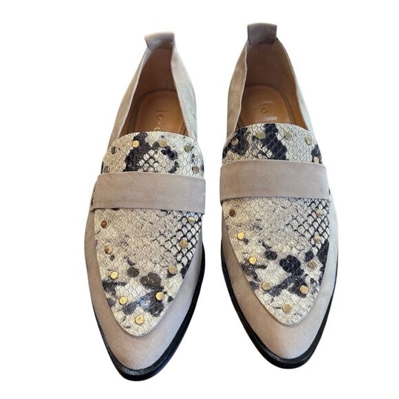 Joie Loafers Suede Snakeskin Shoes 38 1/2 - Picture 2 of 11
